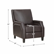 Pemberly Row Faux Leather Upholstered Push Back Recliner in Dark Brown