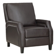 Pemberly Row Faux Leather Upholstered Push Back Recliner in Dark Brown