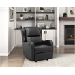 Pemberly Row Faux Leather Glider Manual Recliner With Tab Pull in Black