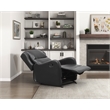 Pemberly Row Faux Leather Glider Manual Recliner With Tab Pull in Black