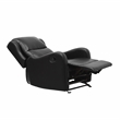 Pemberly Row Faux Leather Glider Manual Recliner With Tab Pull in Black