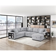 Pemberly Row Boucle 4-Piece Sectional With Right Chaise and Pull-Out Bed in Gray
