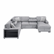 Pemberly Row Boucle 4-Piece Sectional With Right Chaise and Pull-Out Bed in Gray