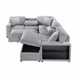 Pemberly Row Boucle 4-Piece Sectional With Right Chaise and Pull-Out Bed in Gray