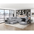 Pemberly Row Boucle 4-Piece Sectional With Right Chaise and Pull-Out Bed in Gray
