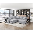 Pemberly Row Boucle 4-Piece Sectional With Right Chaise and Pull-Out Bed in Gray