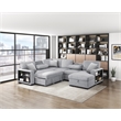 Pemberly Row Boucle 4-Piece Sectional With Right Chaise and Pull-Out Bed in Gray