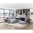 Pemberly Row Boucle 4-Piece Sectional With Right Chaise and Pull-Out Bed in Gray
