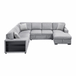 Pemberly Row Boucle 4-Piece Sectional With Right Chaise and Pull-Out Bed in Gray
