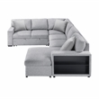 Pemberly Row Boucle 4-Piece Sectional With Right Chaise and Pull-Out Bed in Gray