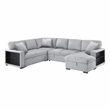Pemberly Row Boucle 4-Piece Sectional With Right Chaise and Pull-Out Bed in Gray