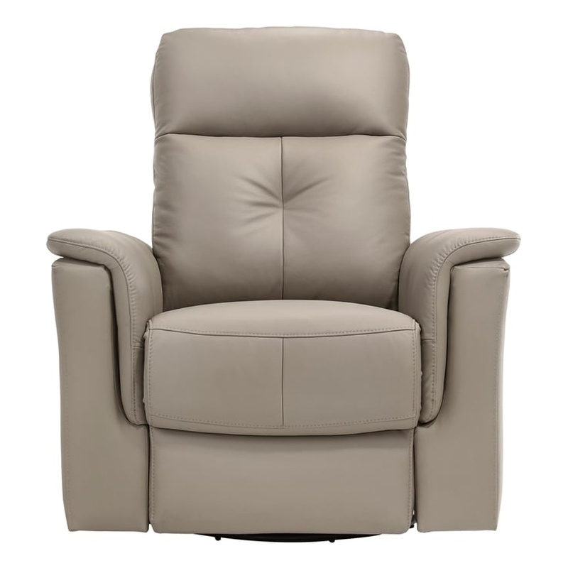 Pemberly Row Top-Grain Leather Swivel Glider Reclining Chair in Latte