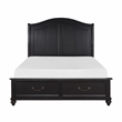 Pemberly Row Queen Platform Bed With Footboard Storage Drawers in Charcoal Brown