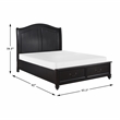 Pemberly Row Queen Platform Bed With Footboard Storage Drawers in Charcoal Brown