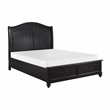 Pemberly Row Queen Platform Bed With Footboard Storage Drawers in Charcoal Brown