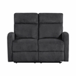 Pemberly Row Microfiber Wall-Hugger Double Reclining Loveseat in Dark Gray