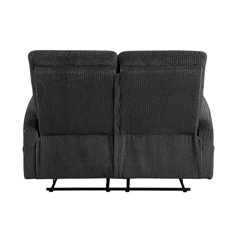 Pemberly Row Microfiber Wall-Hugger Double Reclining Loveseat in Dark Gray
