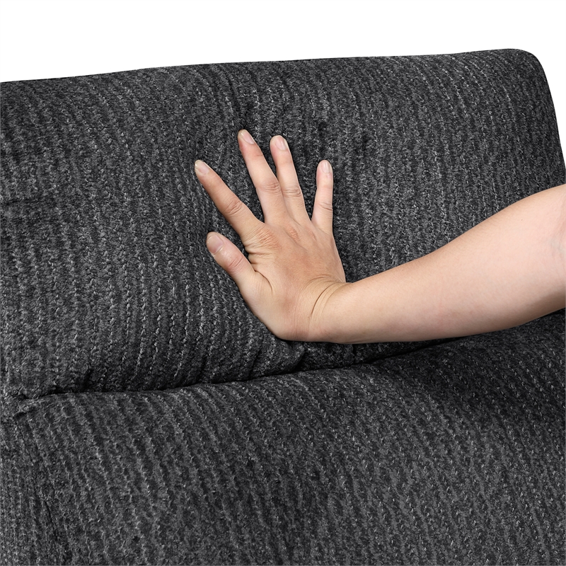 Pemberly Row Microfiber Wall-Hugger Double Reclining Loveseat in Dark Gray