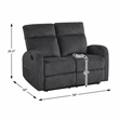 Pemberly Row Microfiber Wall-Hugger Double Reclining Loveseat in Dark Gray