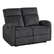 Pemberly Row Microfiber Wall-Hugger Double Reclining Loveseat in Dark Gray