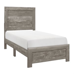 Pemberly Row Rustic Twin Panel Bed With Textured Wood-Look Finish in Gray