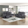Pemberly Row Top-Grain Leather Power Reclining Loveseat in Black
