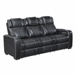 Pemberly Row Top-Grain Leather Power Reclining Loveseat in Black
