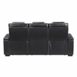 Pemberly Row Top-Grain Leather Power Reclining Loveseat in Black