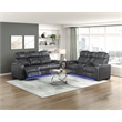 Pemberly Row Top-Grain Leather Power Reclining Loveseat in Black