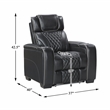 Pemberly Row Top-Grain Leather Power Reclining Loveseat in Black