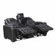 Pemberly Row Top-Grain Leather Power Reclining Loveseat in Black