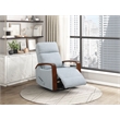 Pemberly Row Boucle Swivel Glider Reclining Chair with Wood Arms in Gray