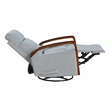 Pemberly Row Boucle Swivel Glider Reclining Chair with Wood Arms in Gray