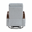 Pemberly Row Boucle Swivel Glider Reclining Chair with Wood Arms in Gray