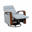 Pemberly Row Boucle Swivel Glider Reclining Chair with Wood Arms in Gray