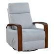 Pemberly Row Boucle Swivel Glider Reclining Chair with Wood Arms in Gray