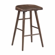Pemberly Row Acacia Wood 5-Pc Pub Height Dining Set with Saddle Stools in Brown