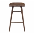 Pemberly Row Acacia Wood 5-Pc Pub Height Dining Set with Saddle Stools in Brown