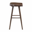 Pemberly Row Acacia Wood 5-Pc Pub Height Dining Set with Saddle Stools in Brown