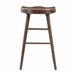 Pemberly Row Acacia Wood 5-Pc Pub Height Dining Set with Saddle Stools in Brown