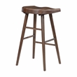 Pemberly Row Acacia Wood 5-Pc Pub Height Dining Set with Saddle Stools in Brown
