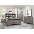 Pemberly Row Queen Platform Bed with Bookcase Headboard and USB in Brownish Gray