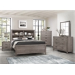 Pemberly Row Queen Platform Bed with Bookcase Headboard and USB in Brownish Gray