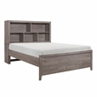 Pemberly Row Queen Platform Bed with Bookcase Headboard and USB in Brownish Gray