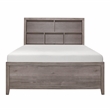 Pemberly Row Queen Platform Bed with Bookcase Headboard and USB in Brownish Gray