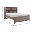 Pemberly Row Queen Platform Bed with Bookcase Headboard and USB in Brownish Gray