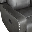 Pemberly Row Polished Microfiber Recliner with Nailhead Trim in Smoky Gray