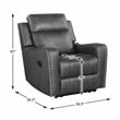 Pemberly Row Polished Microfiber Recliner with Nailhead Trim in Smoky Gray