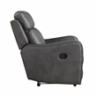 Pemberly Row Polished Microfiber Recliner with Nailhead Trim in Smoky Gray