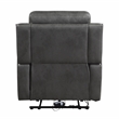 Pemberly Row Polished Microfiber Recliner with Nailhead Trim in Smoky Gray
